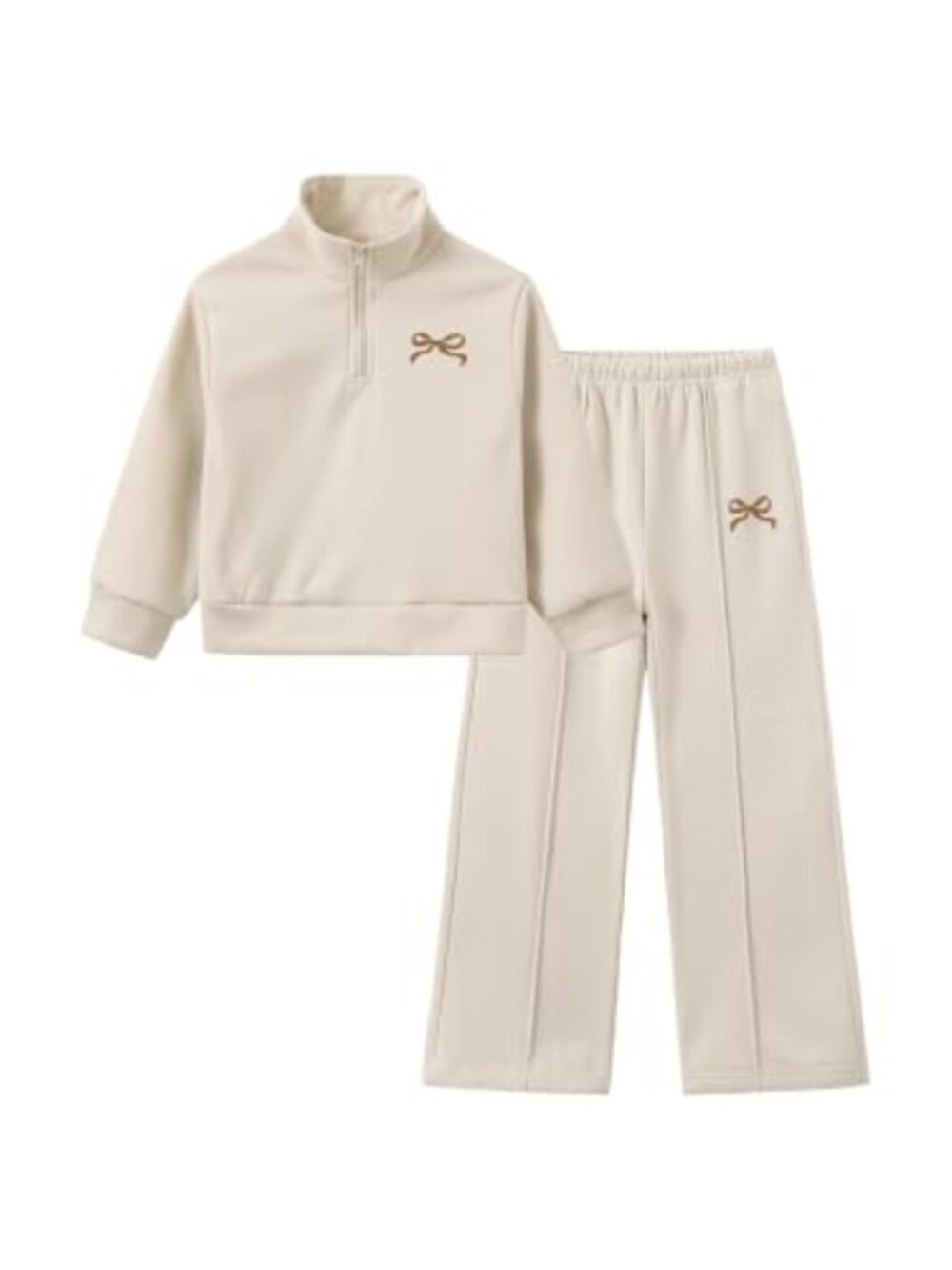 Girls 2 Piece Sweatsuit Half Zip Sweatshirt Wide Leg Sweatpants Set